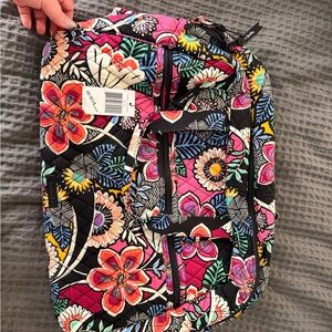 Vera Bradley Black Floral Tote with Bright Pink Interior